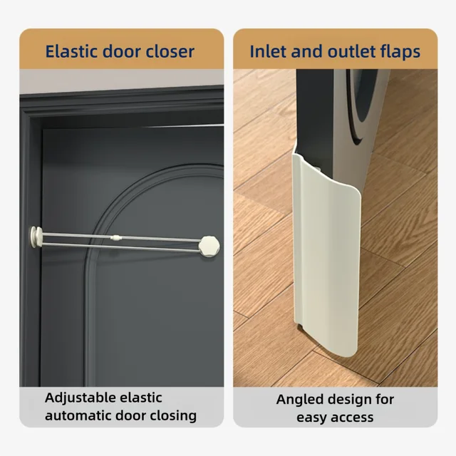 Elastic Cord Automatic Pet Door Opener Easy Installation Without Drilling Pet Automatic Door Punch-Free Automatically Closes 4
