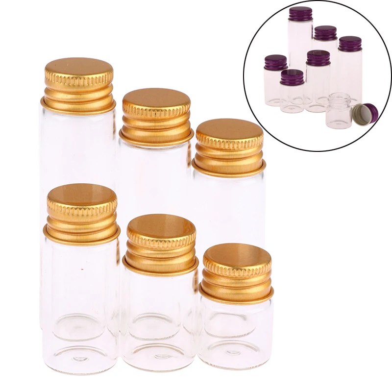 Tiny Glass Jars Bottles Screw Cap Storage Jar Mini Containers GLASS Transparent Vial Bottles 10PCS/lot 5/7/10/14ML glass bottles storage jar
