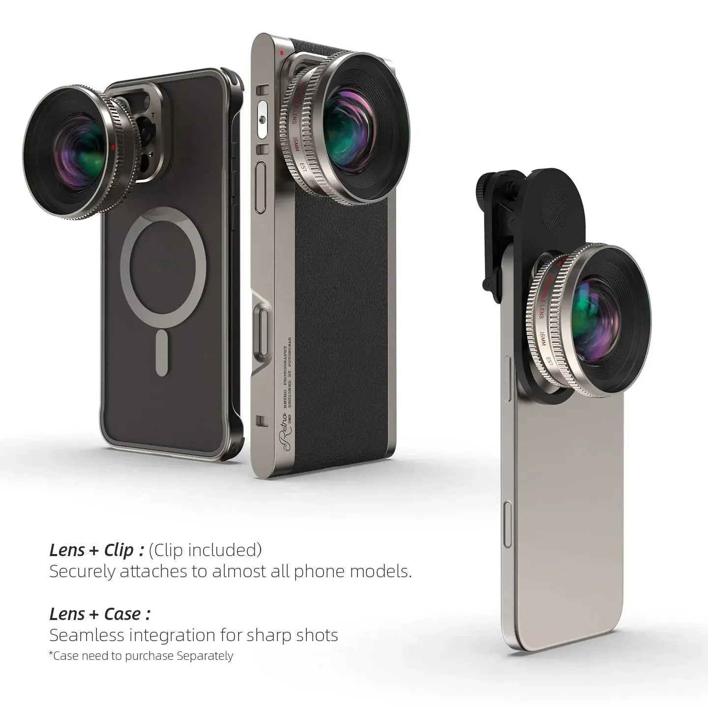Fotorgear T-mount Obiettivo esterno per telefono cellulare Ritratto Macro grandangolare Fisheye 1.55x Obiettivo per telefono anamorfico per custodia del telefono - Image 2