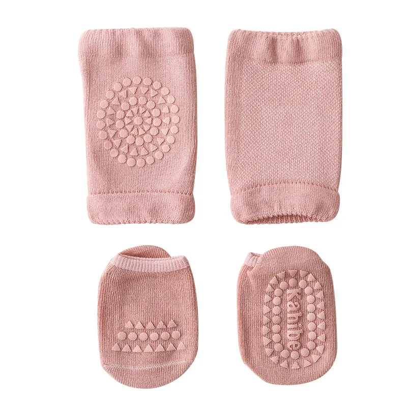 Baby Crawling Knee Pads Socks Set Spring Autumn Infant Floor Anti Slip Sock Knee Protector for Girl Boy Solid Color Toddler Item