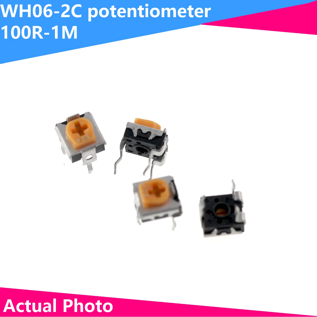 50pcs rm065 rm 065 100 200 500 1k 2k 5k 10k 20k 50k 100k 200k 500k 1m ohm trimpot trimmer potentiometer variable resistor wh06 2 20PCS WH06-2C 100 200 500 1K 2K 5K 10K 20K 50K 100K 200K 500K 1M ohm Trimmer Potentiometer variable resistors WH06