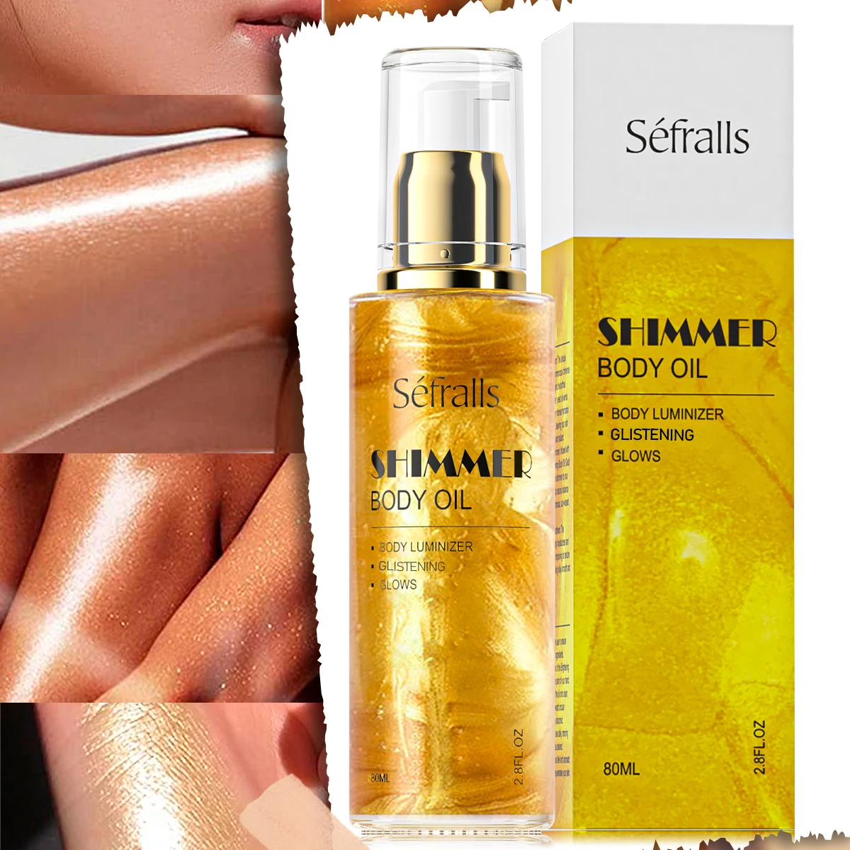 S&eacute;fralls Shimmer Body Oil 80ml quicksand highlight oil brighten face body repair highlight oil diamond muscle body glitter