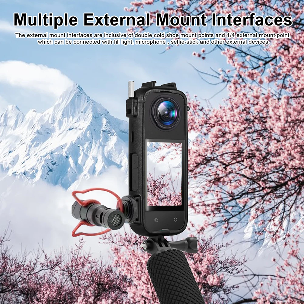 PC 플라스틱 보호 프레임, 나사 구멍 및 콜드 슈 보호 케이지, 마모 방지 커버 케이스, Insta360 X4 액세서리, 1/4 인치