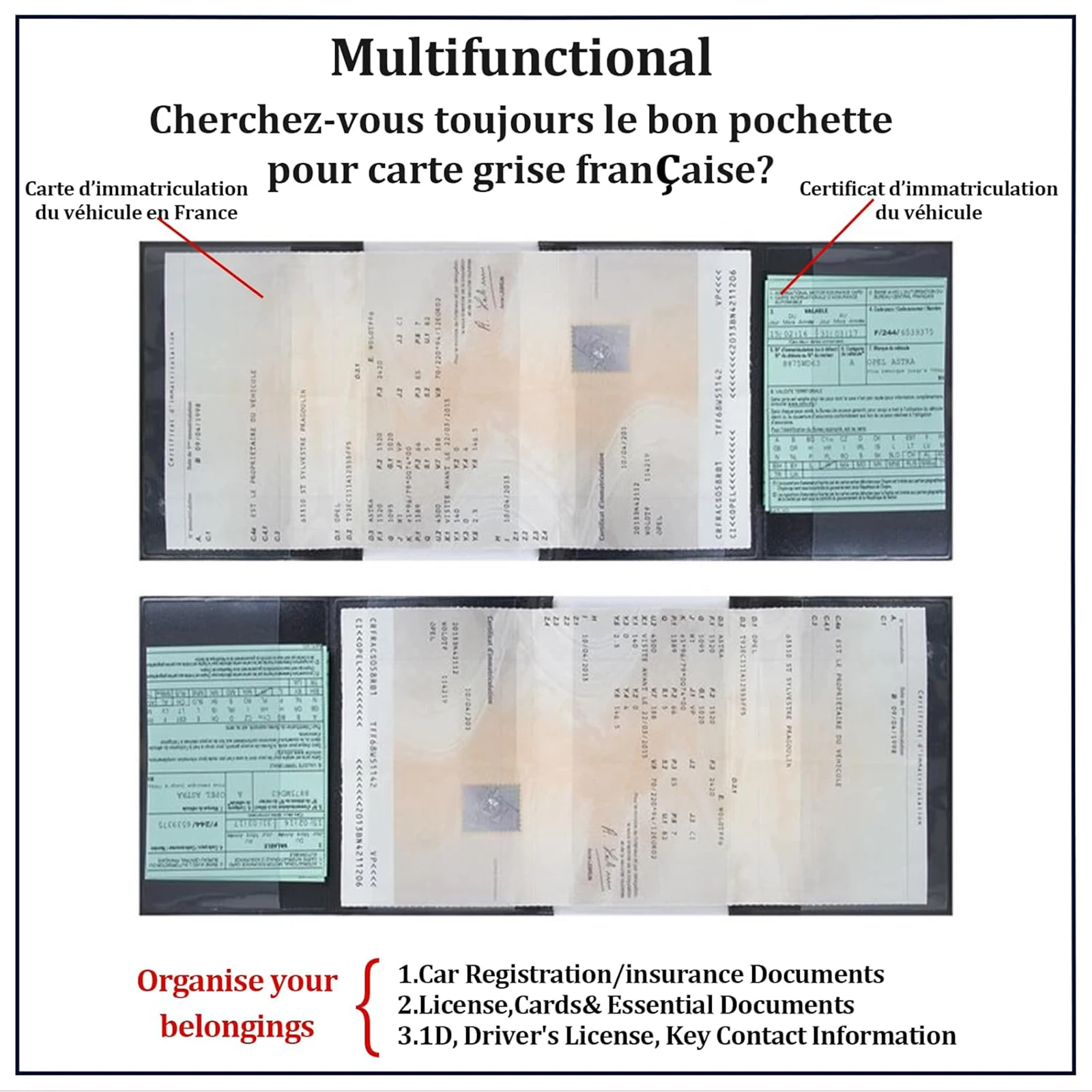 Transparent Plastic Document Sleeve Vehicle Registration And Insurance Card Holder for Car/Motorcycle Papers