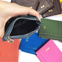 Custom Name Luxury Design Card Holder Fashion Zipper Genuine Leather Coin Purse Casual Wholesale Business Card Wallet For Woman - Image 4