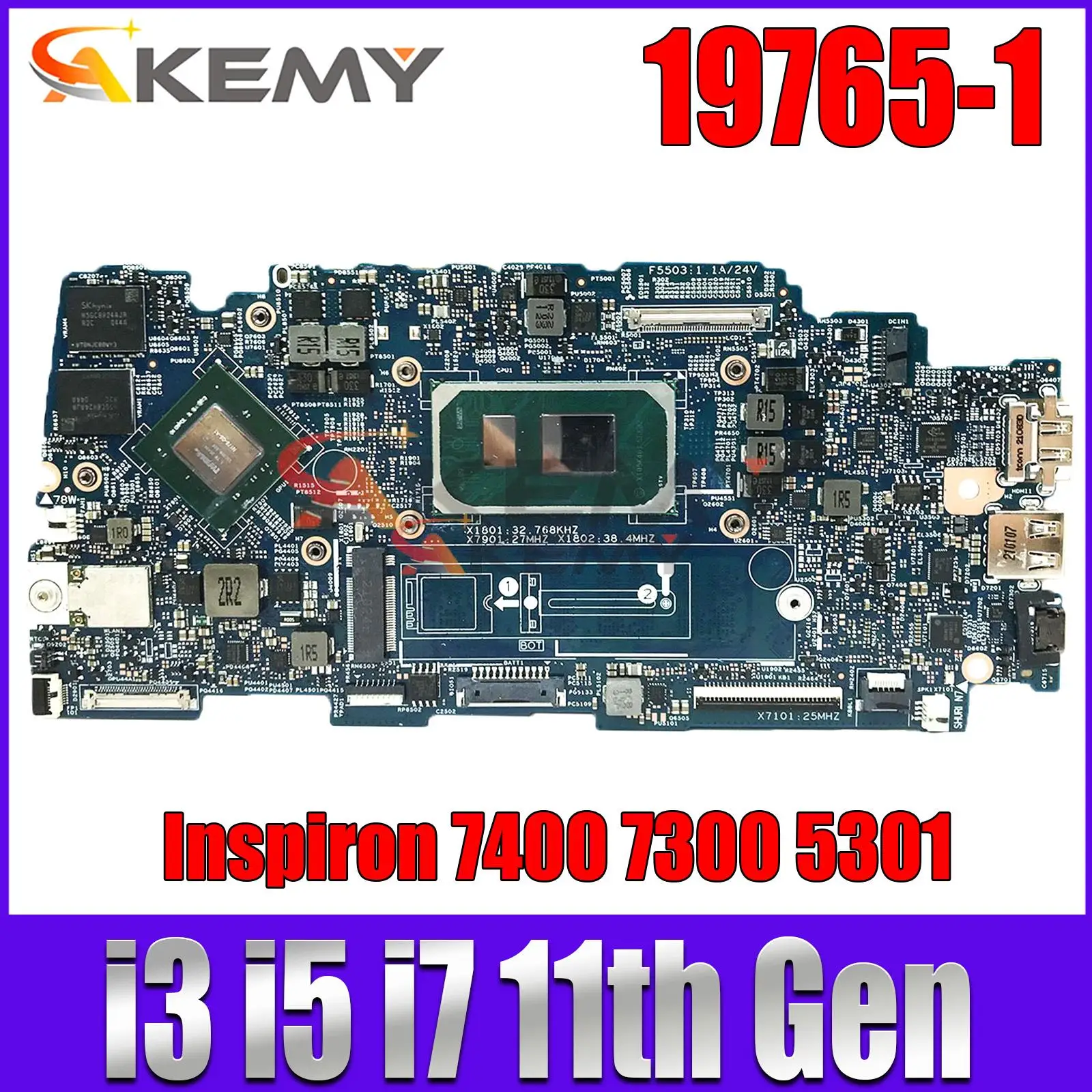 

19765-1 For DELL Inspiron 7400 7300 5301 Laptop Motherboard With i3 i5 i7 11th Gen CPU 8GB/16GB RAM MX350 100% Fully tested