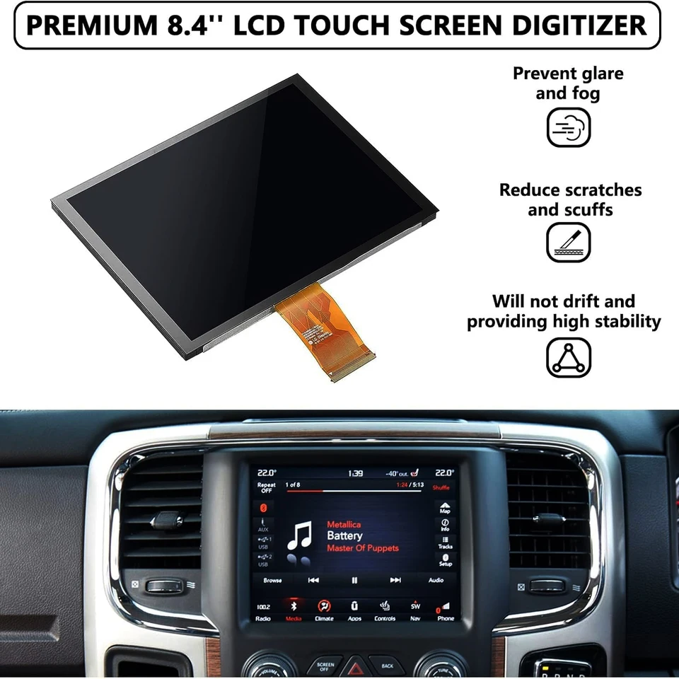 Micarun 8.4 Uconnect 4C UAQ Monitor LCD Touch-Screen Radio Navigazione Sostituzione Misura per Dodge RAM Jeep Chrysler 2017-2021 Sostituito OEM # LA084X01 (SL)(02