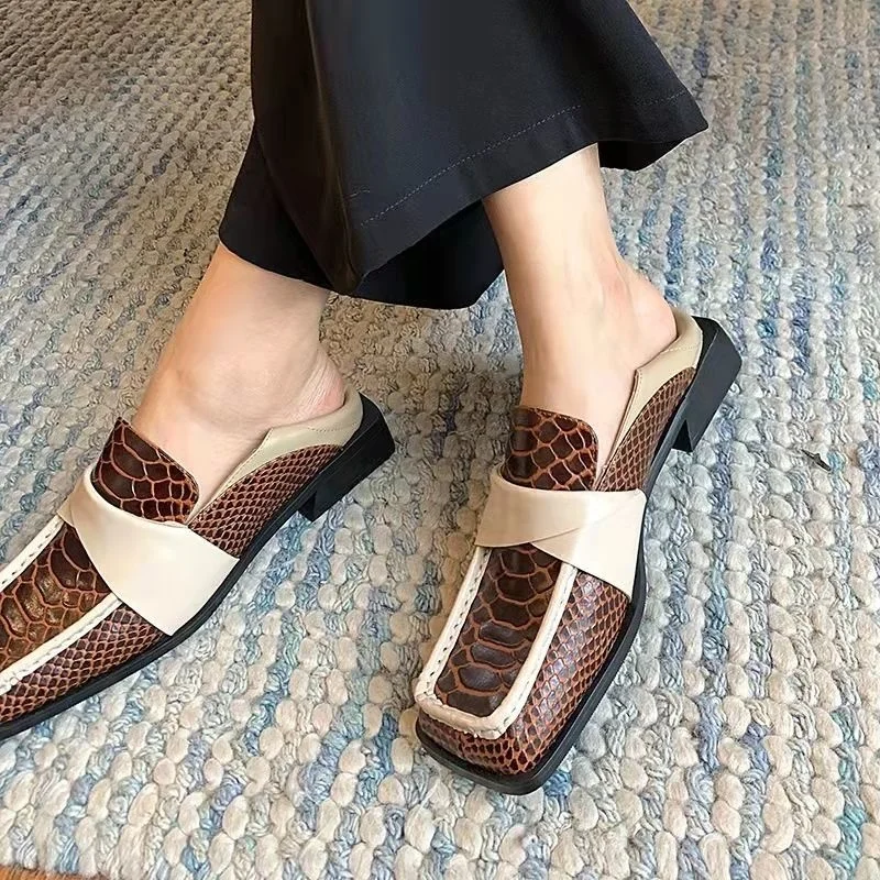 

Square head Crocodile stripe Chunky Loafers Female British Style Thick Sole Slip On Mary Janes Shoes Casual Fashion Shoes Girls