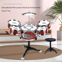 Kids Drum Set Musical Toy Drum Kit for Toddlers Jazz Drum Set with Stool, 2 Drum Sticks, Cymbal and 5 Drums Musical Instruments 1