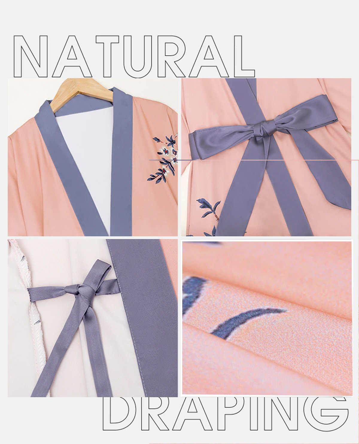 Daiwor Kout Silk Satin Robe for Women Long Japanese Kimono Robe Lightweight Soft Bathrobe Summer Luxury Dressing Gown