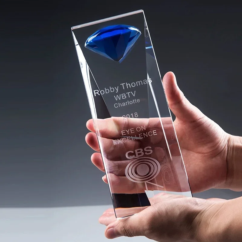 Customized Creative Five-Pointed Star Crystal Trophy, Company Annual Meeting Award, Home Decoration Supplies, Gift Medal, 1Pc