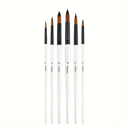 Artist Paint Brushes Set - 6 Premium Brushes for Versatile Painting Techniques (Round head)