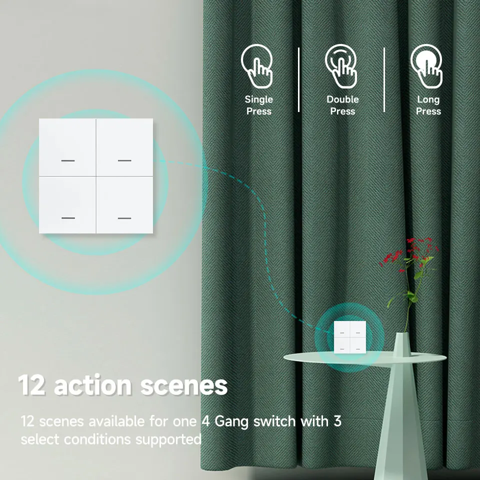 Smart ZigBee 4-Button Scene Switch with App and Voice Control