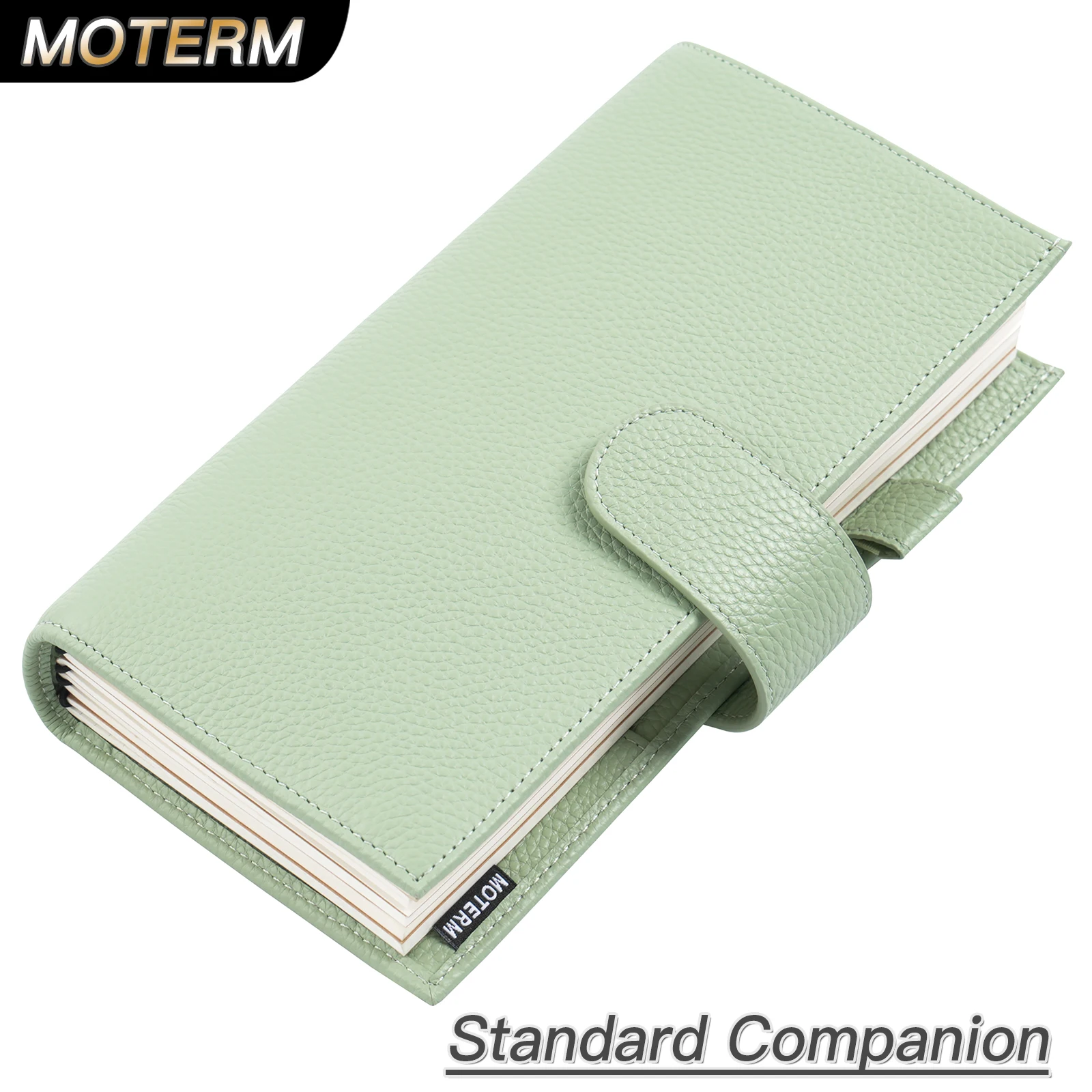 Moterm Companion 여행 저널 표준 크기 노트북  소가죽 정리함(뒷주머니와 걸쇠 포함)