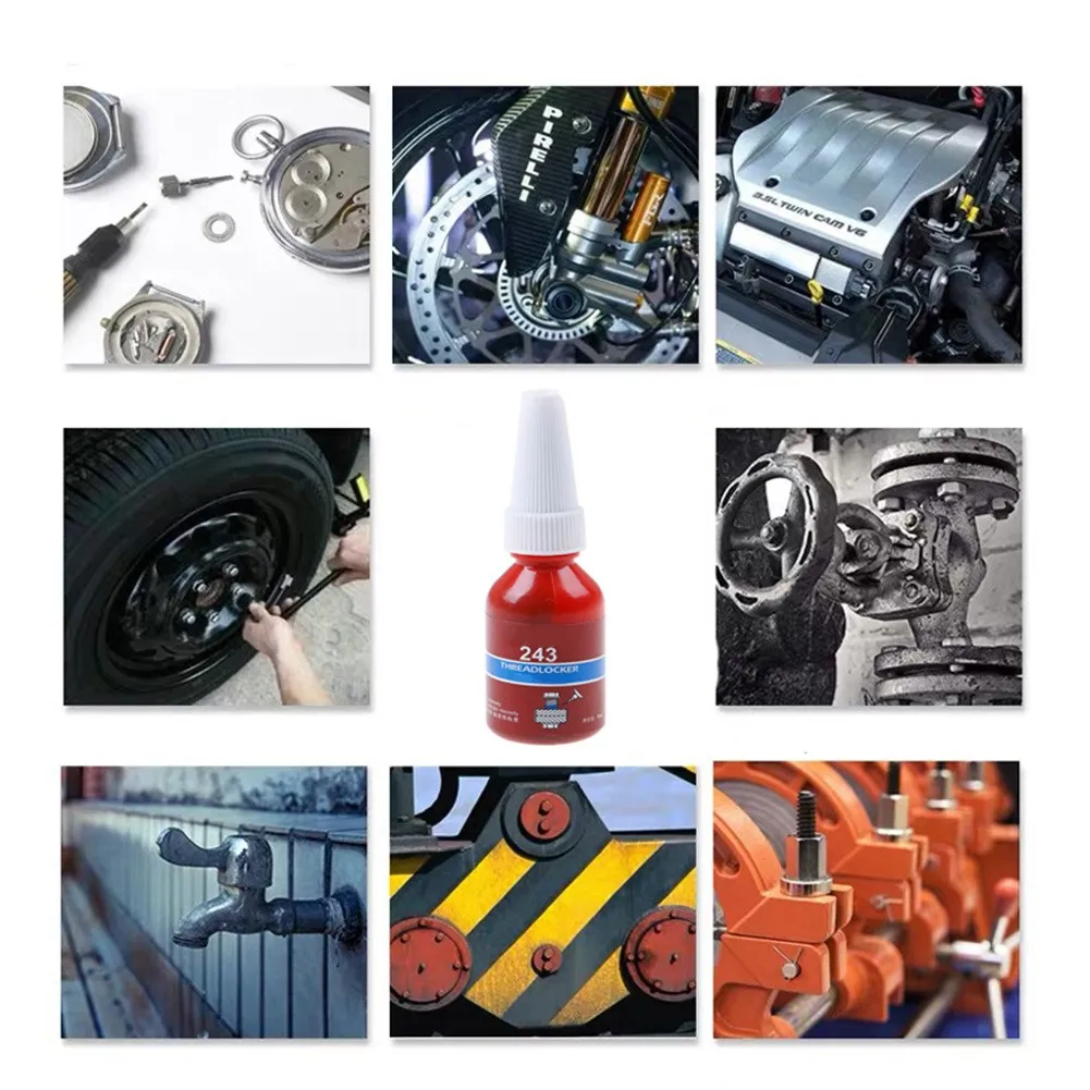 Anaerobic Glue Threadlocker Glue Liquid Glue 10ml Medium Strength Anaerobic Threadlocker Quickly Cured Glue 243 222-277 For Locking Sealing Threads Below M20
