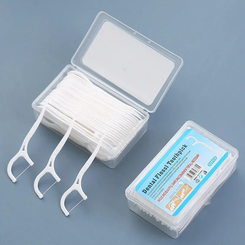 100pcs/50pcs Dental Floss Picks Toothpicks Teeth Stick Tooth Cleaning Interdental Brush Pick Oral Hygiene Care