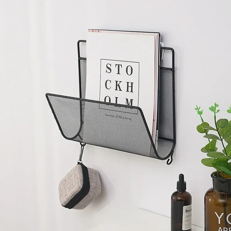 Iron Wall Hanging Bookshelf Storage Rack Magazine Rack Simple Living Room Book K03