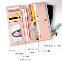 Fashion Long Wallet Slim Ladies Clutch High Quality Card Holder Buckle Tassel Leather Wallet 2