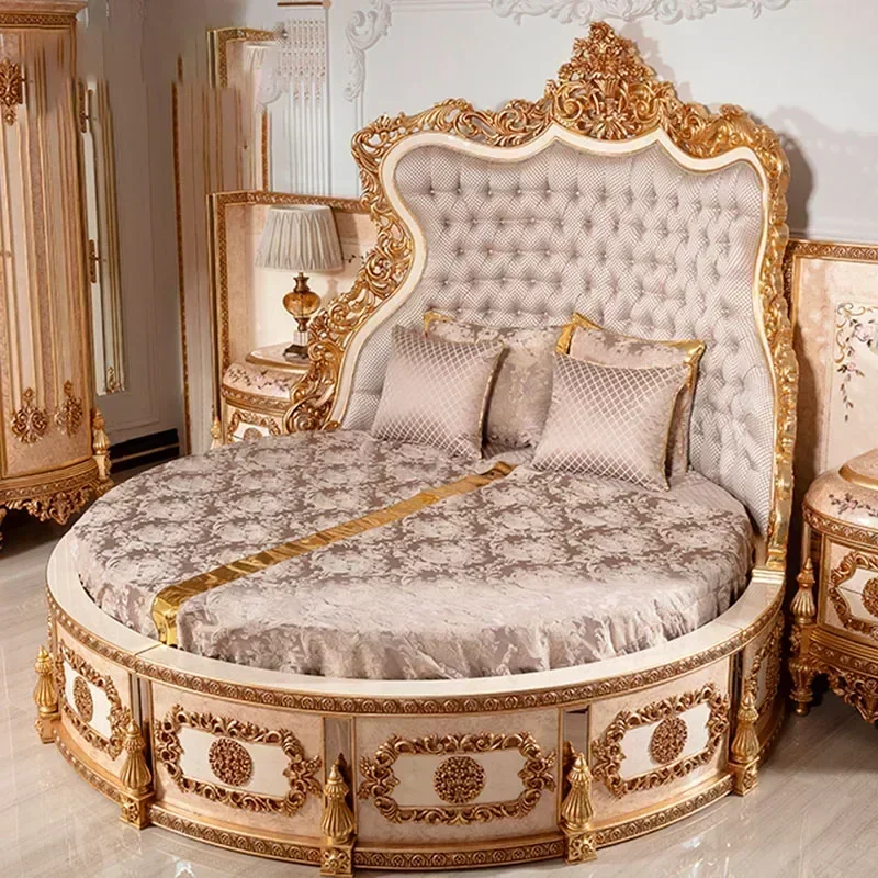 プリンセスベッド✨ 彫刻が施された無垢材のプリンセスベッド,大,家族,寝室,結婚式,家具