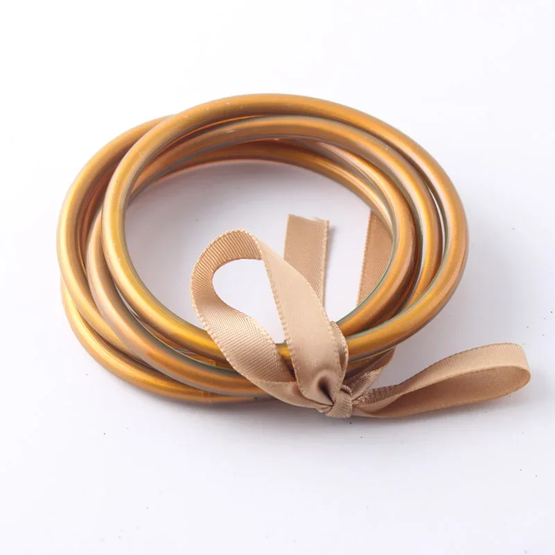 Bangle Bracelet Light Gold Color Buddhist Rush Tibetan Buddha Temple Lucky Symbol Silicone 5pcs/lot For Women Girls