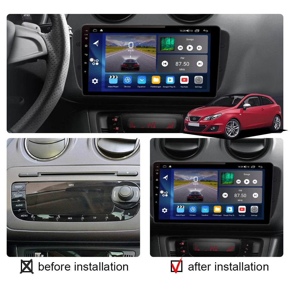 Android 12 Car Radio Stereo 2 Din For Seat Ibiza 6j 2019 - 2013 Multimedia Player Autoradio Audio GPS Navigation Screen Carplay