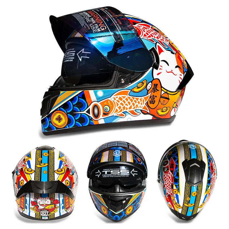 LVS 701 Motorcycle double mirror head helmet Dot certification capacete de moto Lining removable and washable casco 