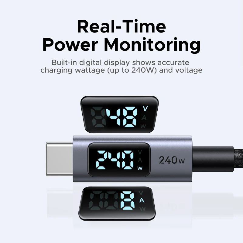 Ugreen Digital Display Screen Usb C Cable 240w Pd3 1 Type C Cord For Laptop Macbook Iphone 17 Samsung S25 Xiaomi Charger Fast, Alina Gadgets