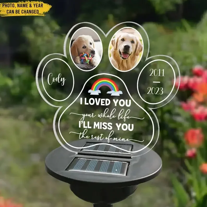 Pet Memorial Solar Light Personlized Dog Photo Grave Decorations Pet Loss Gift Cemetery Memorial Gifts Garden Decor