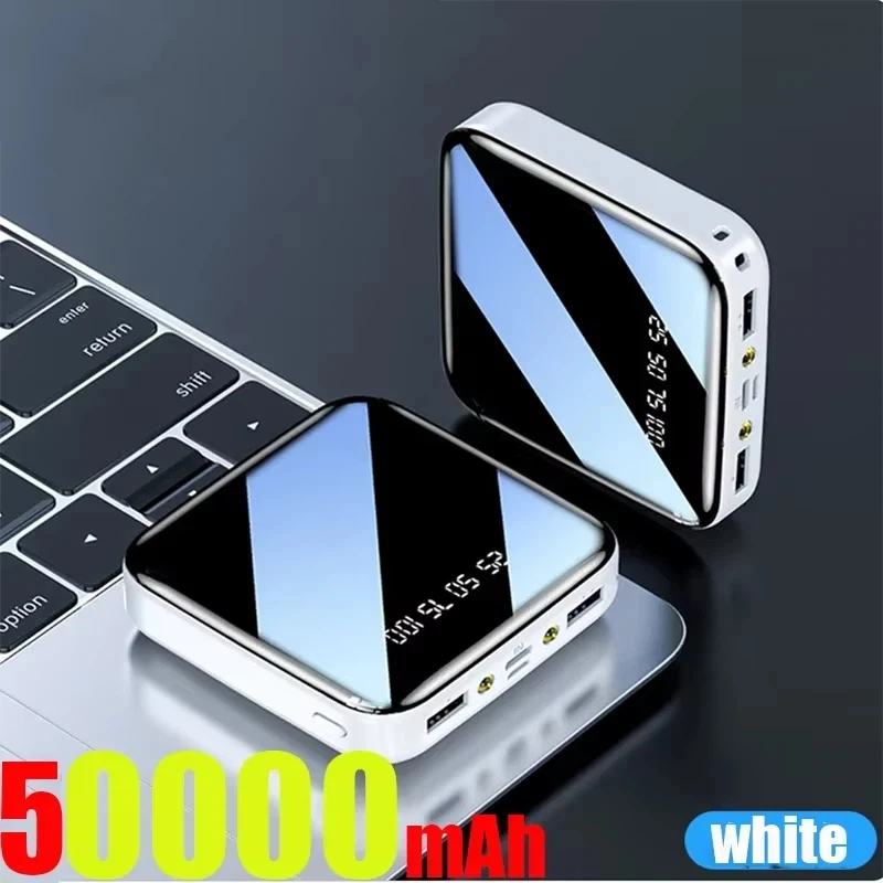 Mini 500000mAh Power Bank Портативний зарядний пристрій Дзеркало Екран LED Digital Powerbank Зовнішній акумулятор для iPhone Huawei