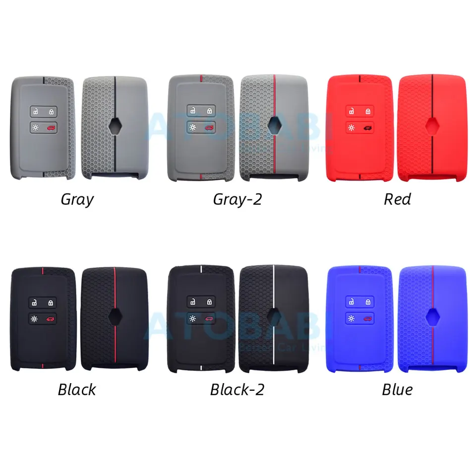 2 stuks beschermhoes van zachte siliconen voor autosleutels, inclusief sleutelhanger, compatibel met Renault Clio, Espace 5, Master Bus, Talisman, Megane, Scenic, Kadjar, Captur, Koleos 2 (zwart