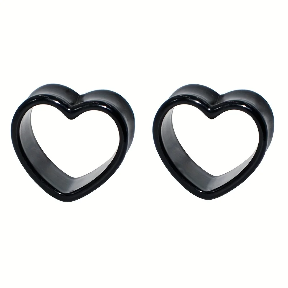 Heart Shaped Stone Plugs 4 Pair Heart Stone Ear Tunnels - Double Flared Plugs Stretcher Kit In 0G Size Heart Gauge Earrings - Foto 9