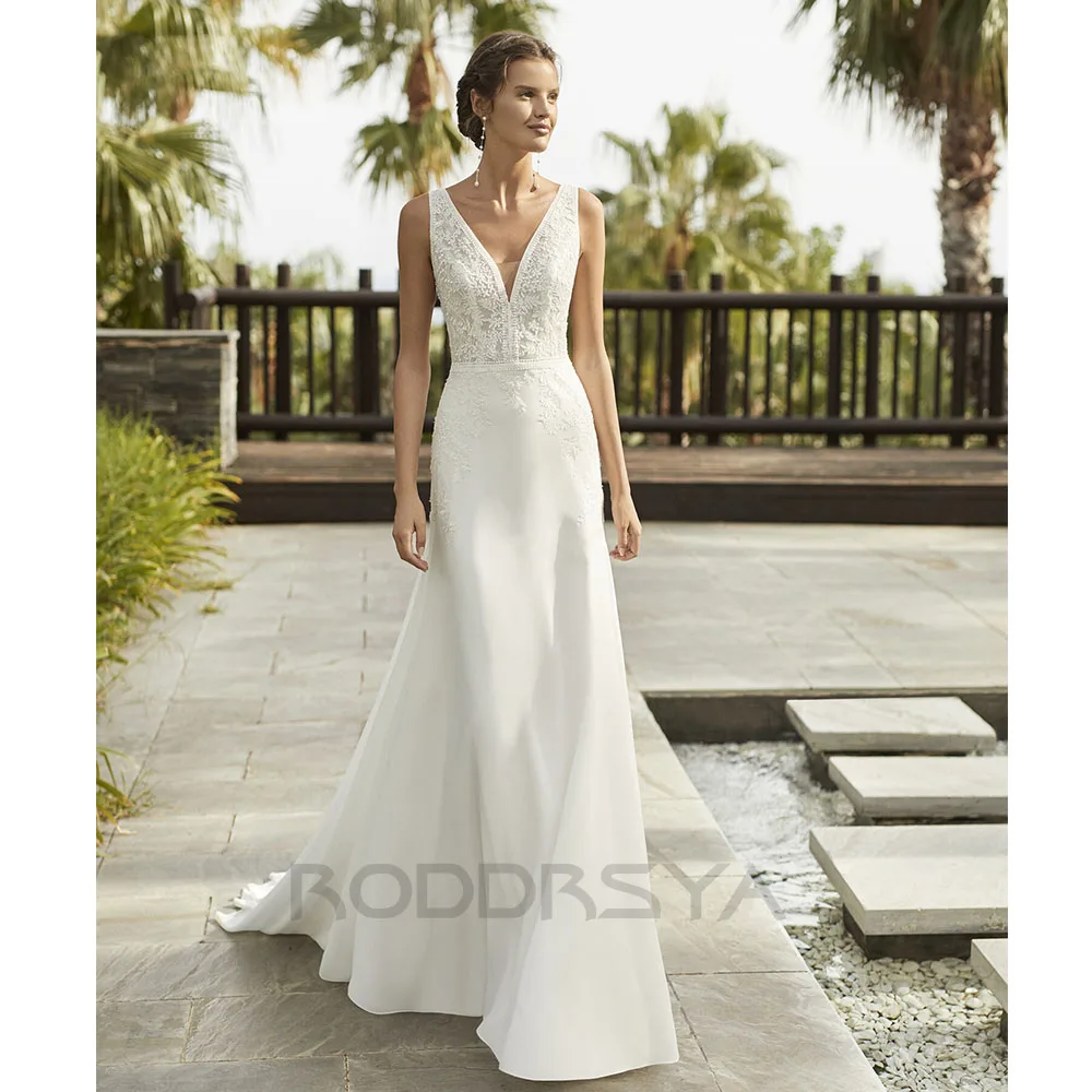 RODDRSYA Luxury Sexy Wedding Dresses For Women 2023 Square Collar Appliques Lace Mermaid Backless Vestidos De Novia Custom Made main image 0