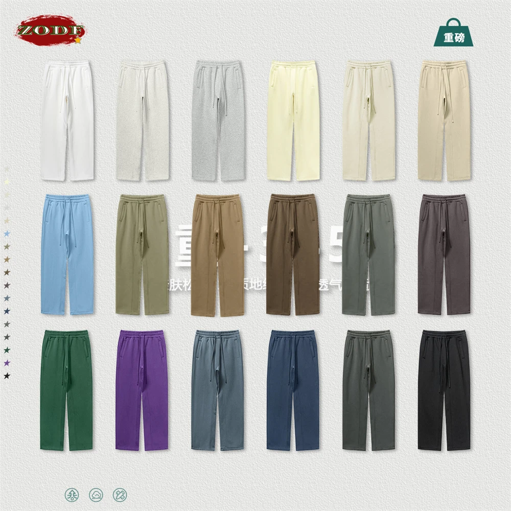 ZODF 2024 Autumn Winter 345sm Fleece Straight Pants For Men Unisex Loose Comfortable Sport Solid Trousers Brand Bottoms HY0864 5