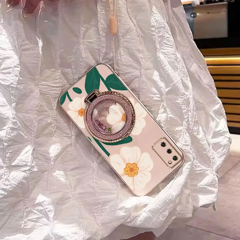 Elegant White Floral Plating Phone Case Cover