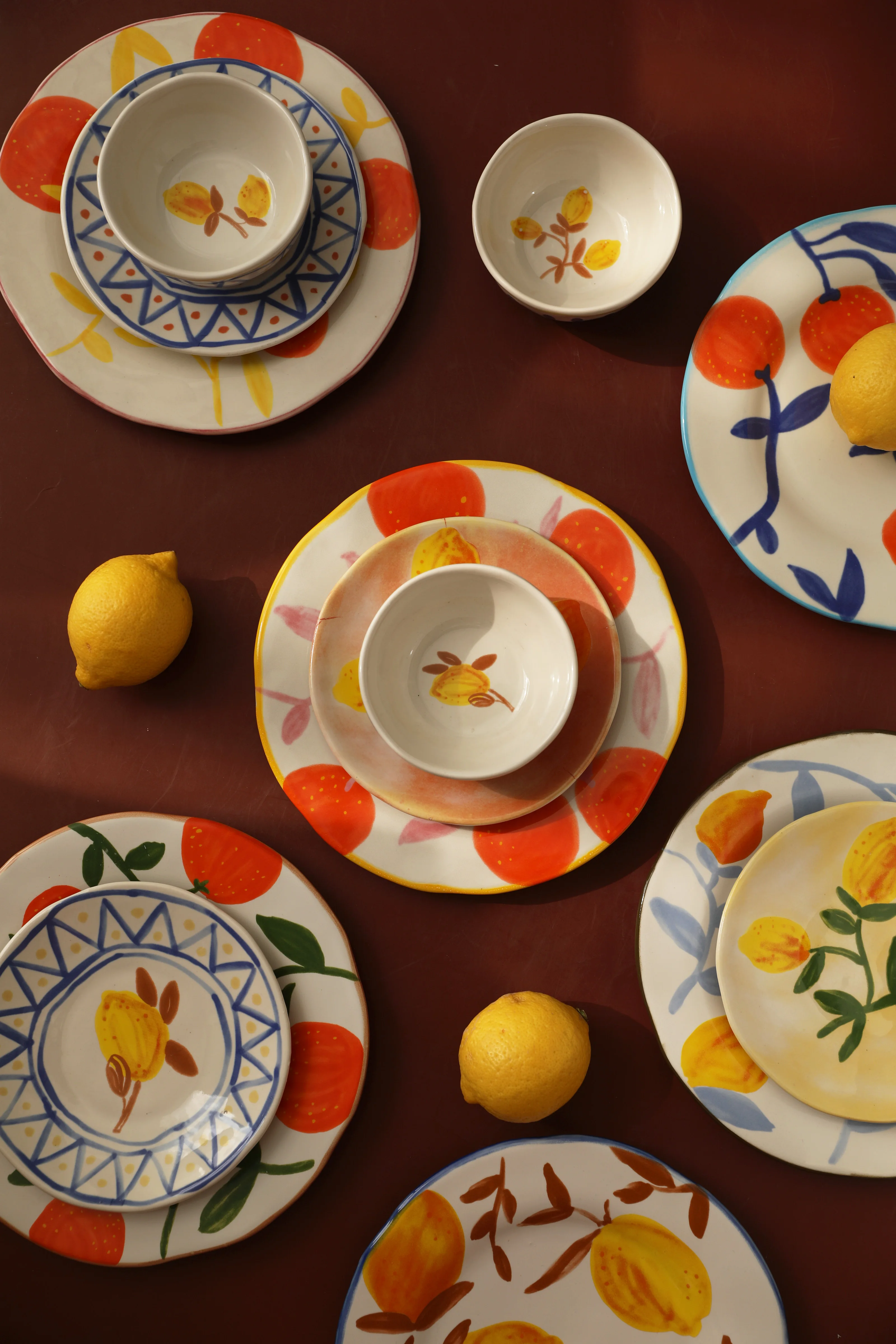 

Summer Citrus Fresh Handmade Irregular Ceramic Dining Plate Kitchen Plate
