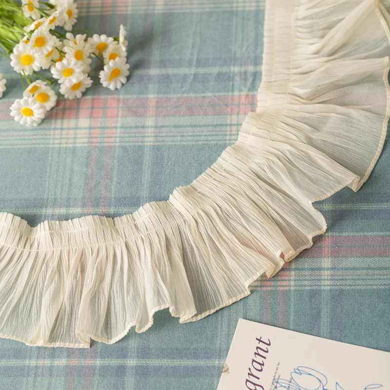 Pleated Lace Fabric 2meters/Lot For Sewing Needlework Accessories Clothing Diy Crafts Skirts Fringe Ribbons Trimming