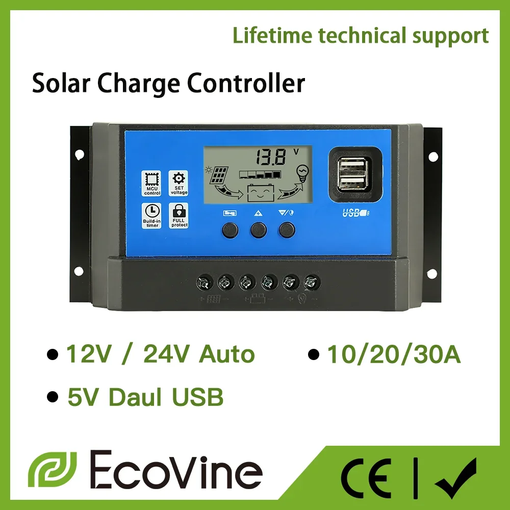 SolarPanelChargeController12V24VPWMMPPT10A20A30AAutomotiveBatteryChargerRegulatorUSBOutput5VMaxPV50VDC-AliExpress