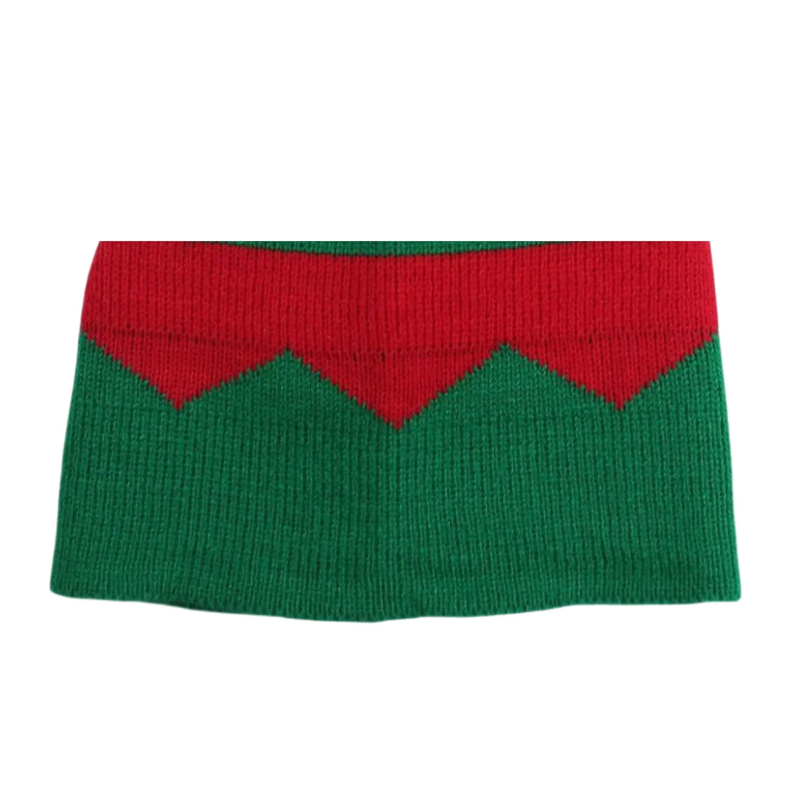 Christmas Elf Santa Beanie - Knitted Red Green Striped Hat