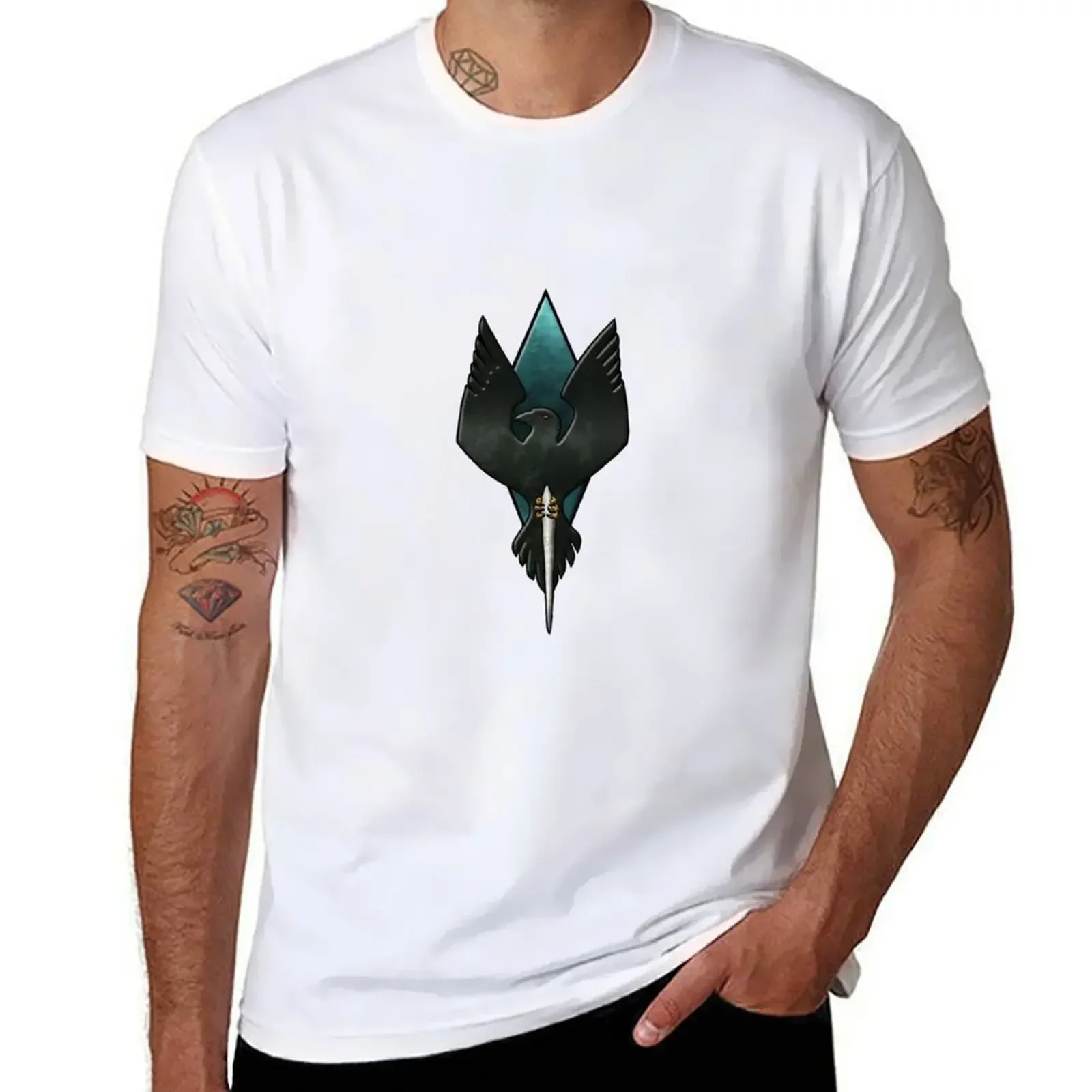 Clan Snow Raven T-Shirt Anime Clothes Graphics Magliette Nere Vintage Per Uomo