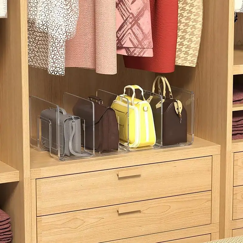 Handbag storage rack Organizer 4 Slots Transparent Closet Purse Storage rack Acrylic wardrobe Bag storage holder Purse Display