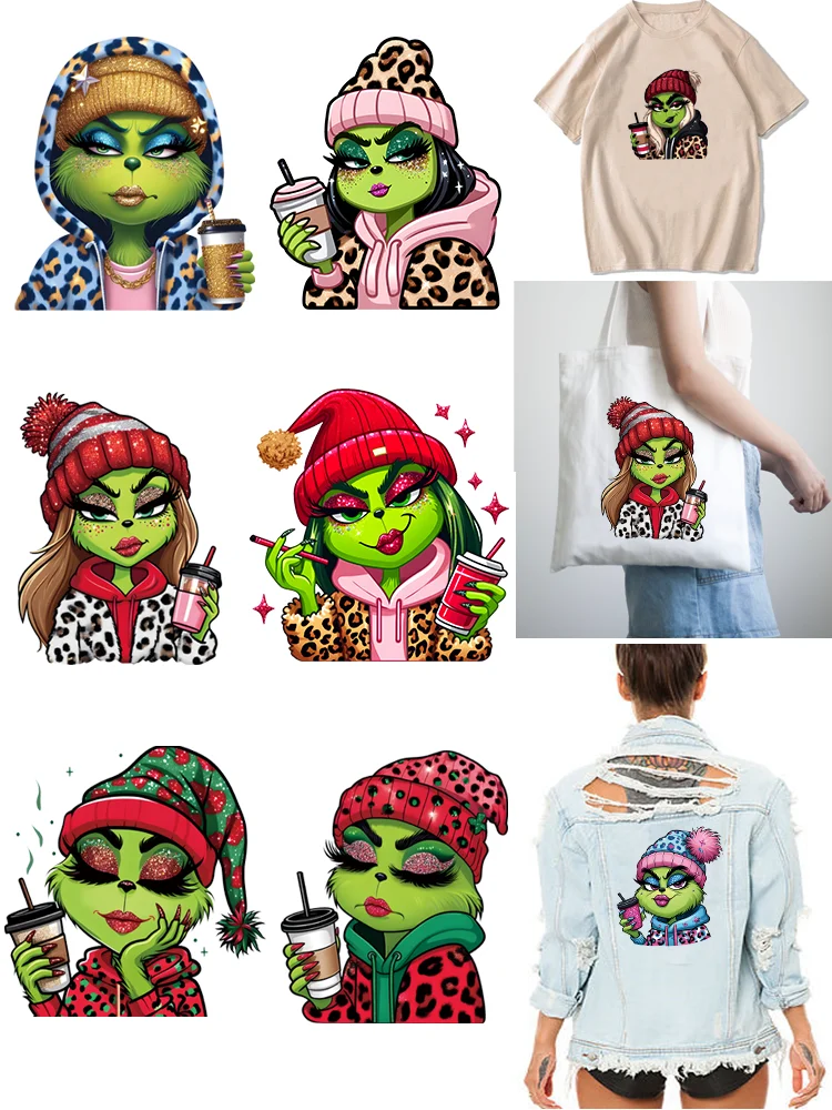Hot Coffee Grinch Girl Patch Per Vestiti Termoadesivi Per Bambini Iron On Transfer