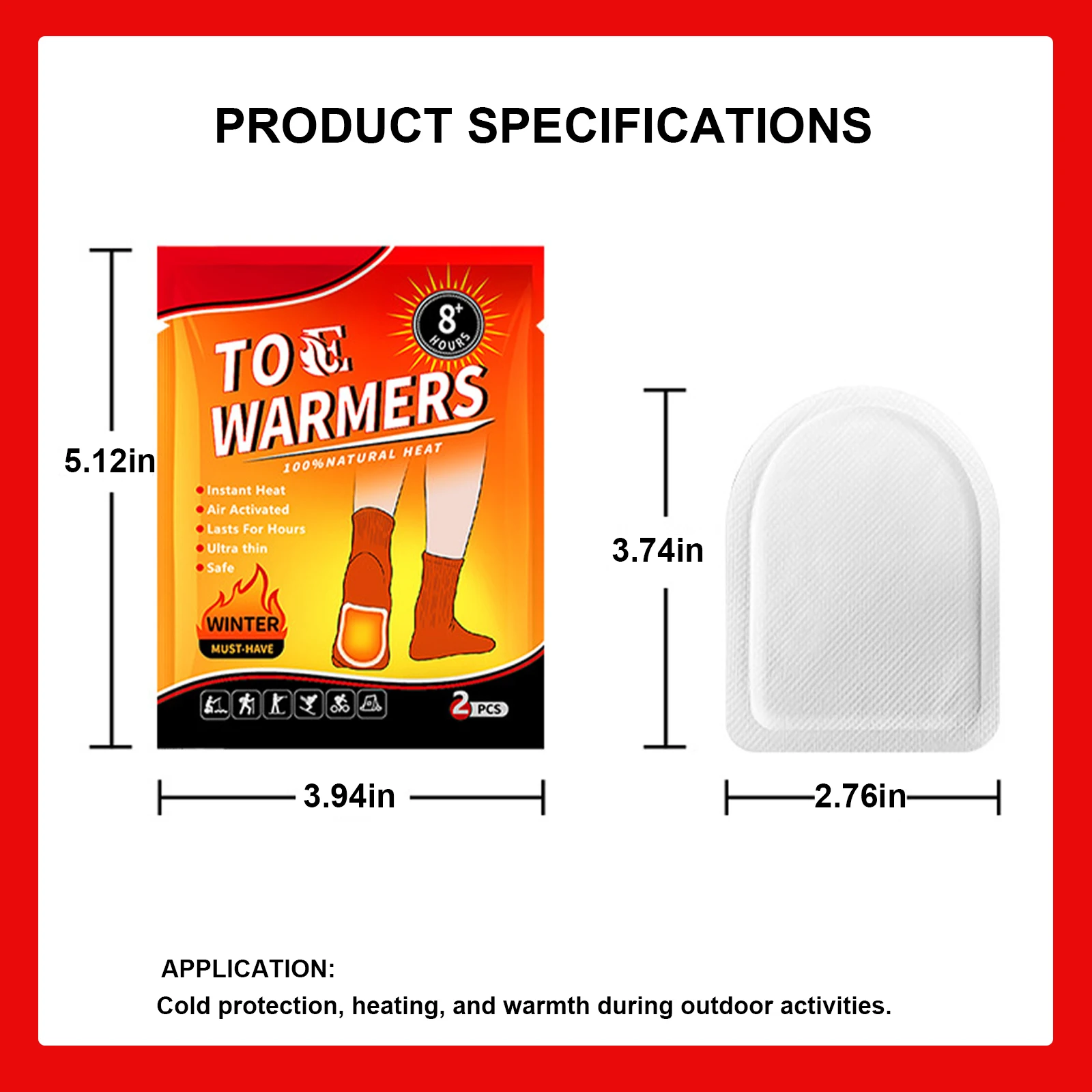 20 Pair Disposable Feet Warmers Up To 8 Hours of Heat Heat Pack Easily Apply with Adhesive for Cold Weather & Outdoor Activities