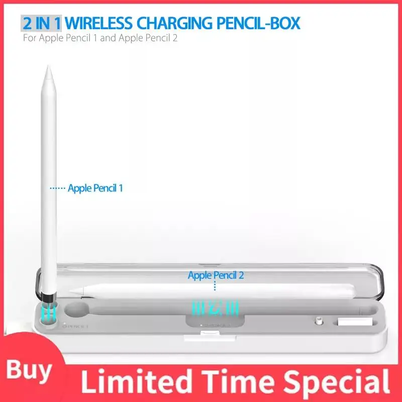 

2in1 Wireless Charger Case Storage Box Organizer for Pencil 1/2 Magnetic Charging Case for Pencil 2 1