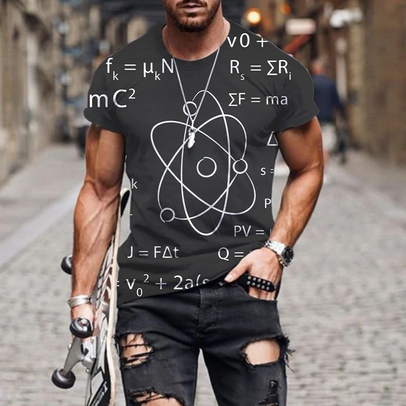 

Summer Mathematical Formula 3D Print T Shirt for Men and Women Black Short Sleeve Tee Fashion Casual Hip Hop Streetwear Kids Top