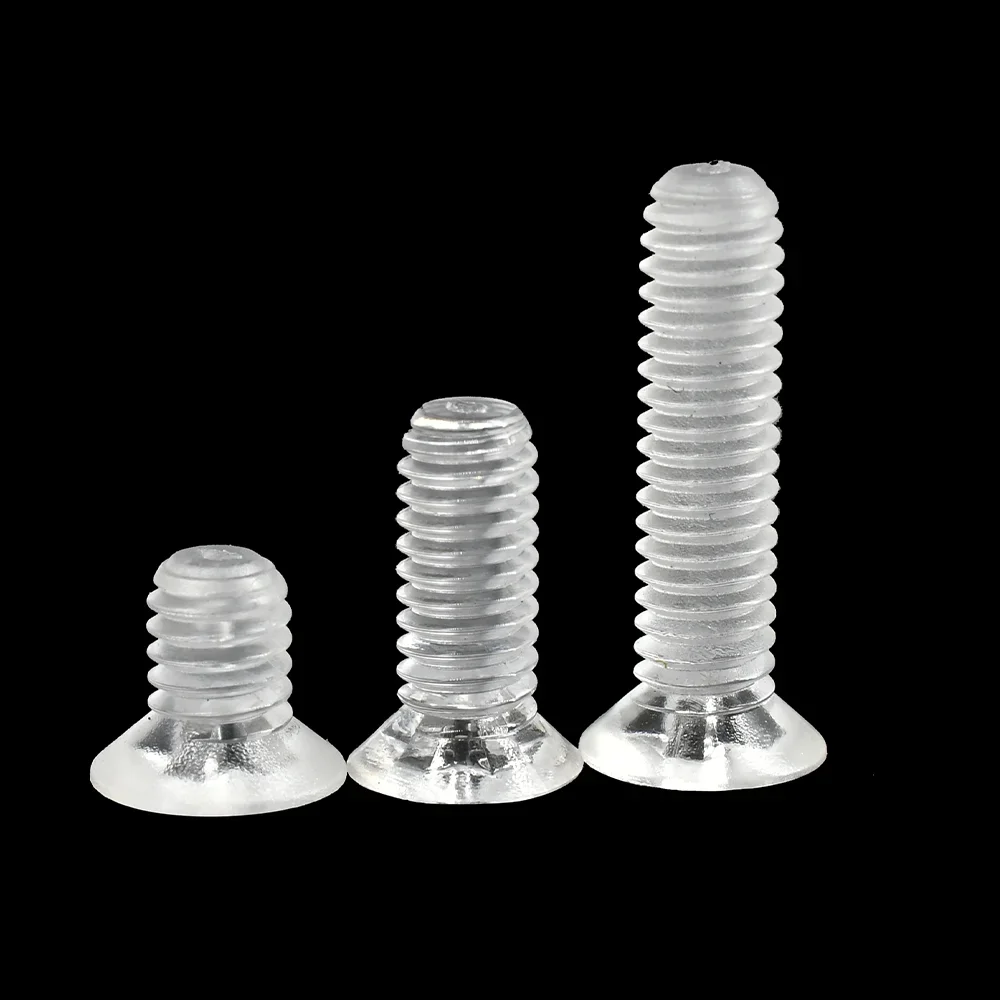 20/30/50/100pcs Hex Nut transparent screw M3 M4 Flat Phillips Cross Head Bolt Acrylic Clear Plastic Nylon Screws Nuts