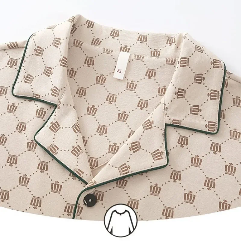 2024 New Men Pajamas Spring Autumn Loungewear Cotton Long Sleeve Boys Cotton Homewear Suit V-neck Loose Casual Nightwear