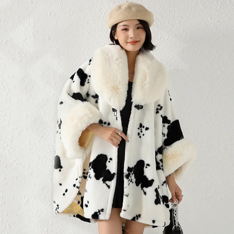 New Fur Coat Women Mid-Length Model Luxury Temperament Thick Warmth Faux Mink Jackets Winter Korean Chic Fluffy Trench Outwear