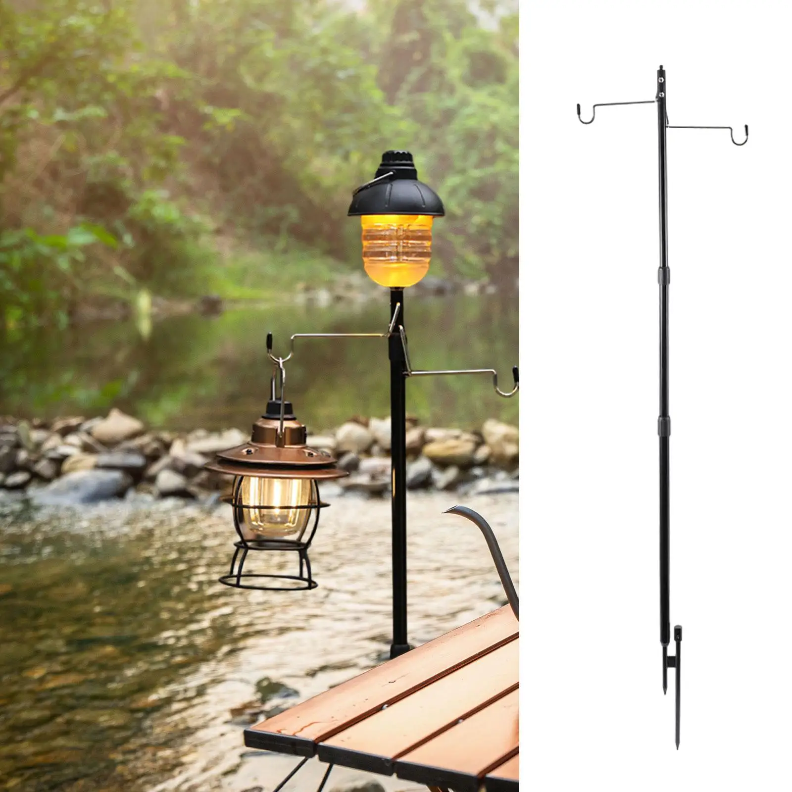 

Camping Lantern Stand Hook Lantern Pole Hanger for BBQ Traveling Picnic