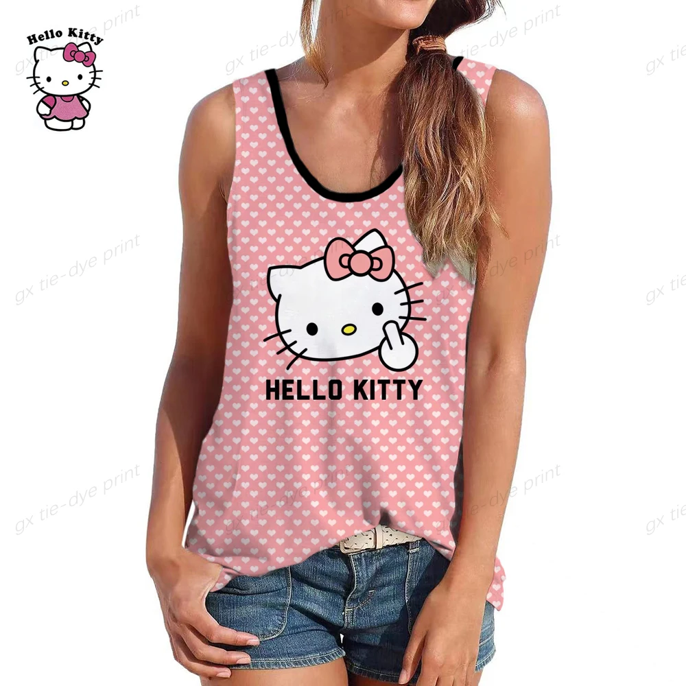 

Strap Top Women Halter V Neck Basic Cartoon Cami Sleeveless Hello Kitty Print Tank Tops Women'S Summer Camisole