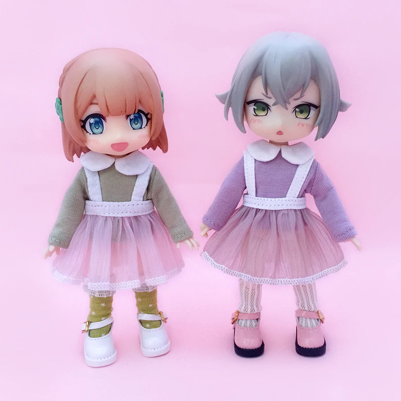 Ob11 Doll Long Sleeved Collar T-Shirt Top Clothes Doll Suspender Skirt  Doll For Molly Gsc Ymy P9 P10 Body Uf Nendoroids Dolls 4